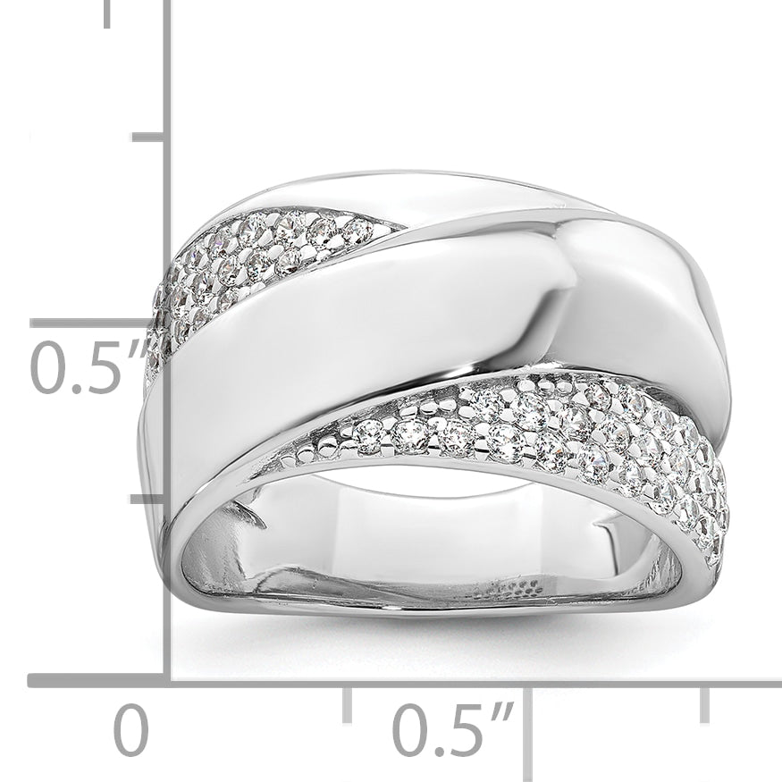 Sterling Silver Rhodium-Plated Polished Fancy Cubic Zirconi Size 8 Ring