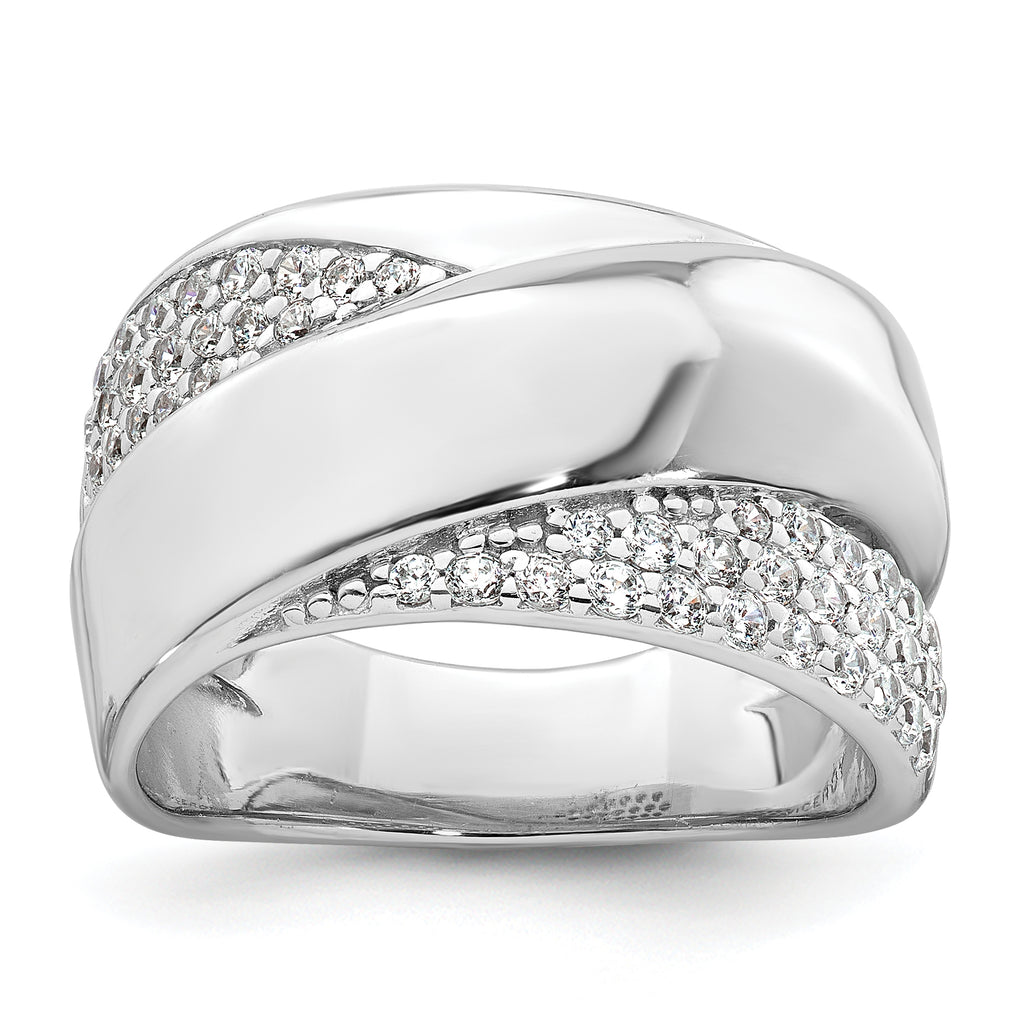 Sterling Silver Rhodium-Plated Polished Fancy Cubic Zirconi Size 8 Ring