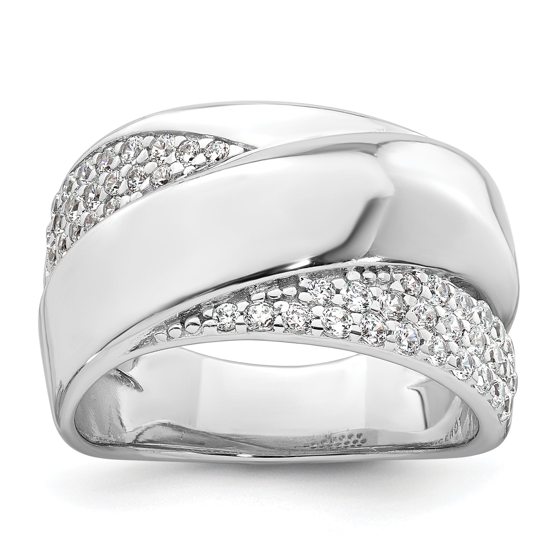 Sterling Silver Rhodium-Plated Polished Fancy Cubic Zirconi Size 8 Ring