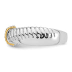 Sterling Silver Rhodium-Plated with 14k Accent Polished Cubic Zirconi Twisted Ring