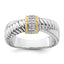 Sterling Silver Rhodium-Plated with 14k Accent Polished Cubic Zirconi Twisted Ring