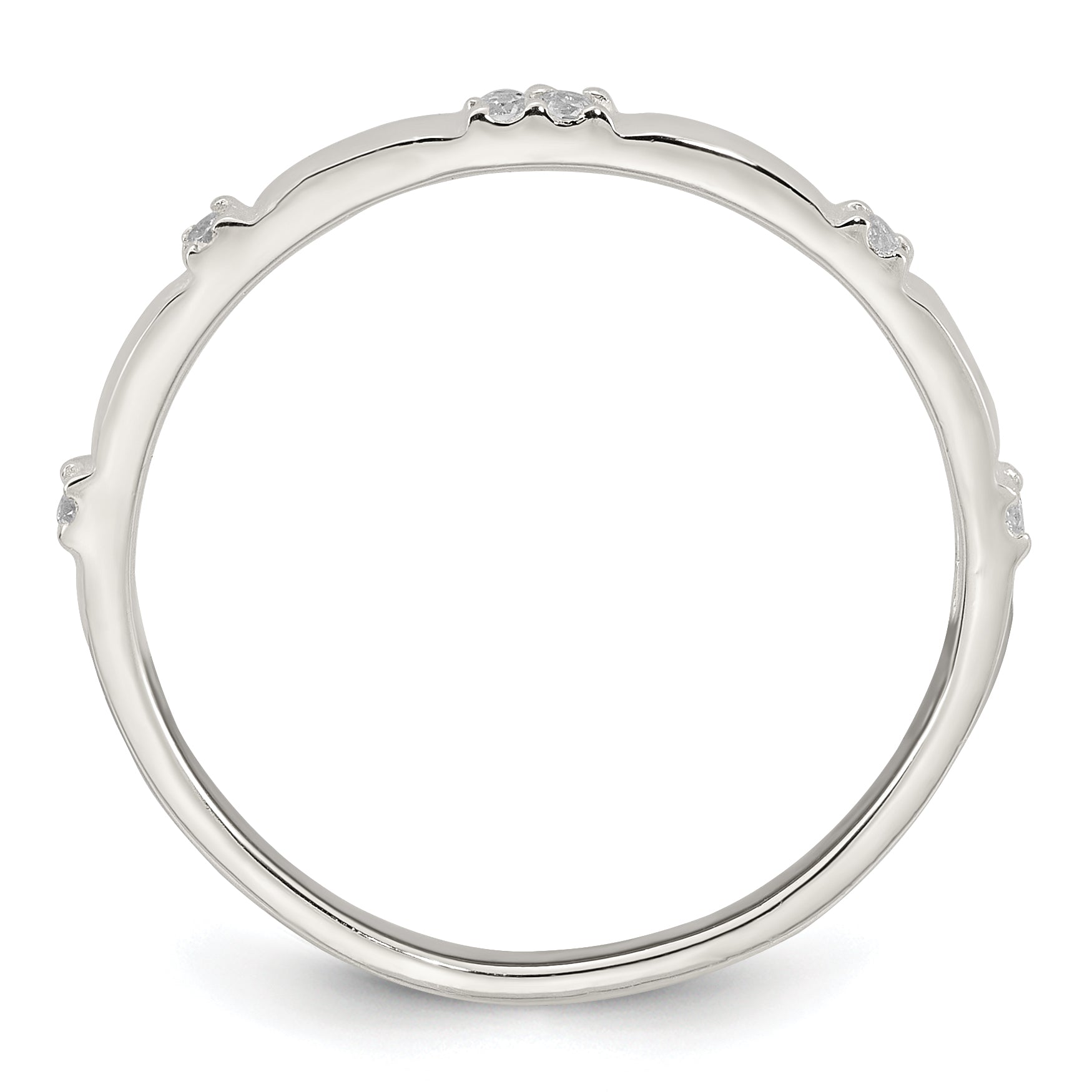 Sterling Silver Polished CZ 1.5mm Band Size 8 Ring