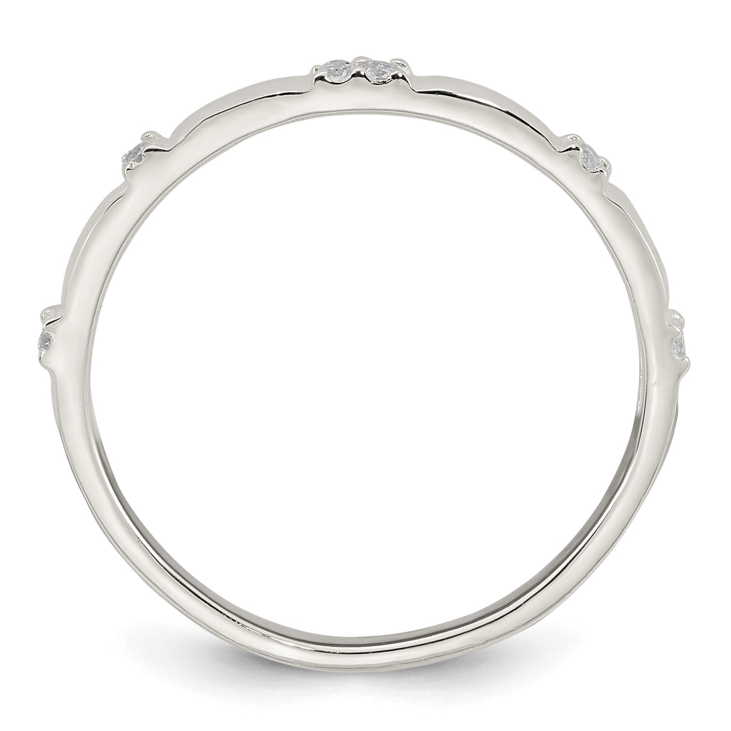 Sterling Silver Polished CZ 1.5mm Band Size 8 Ring