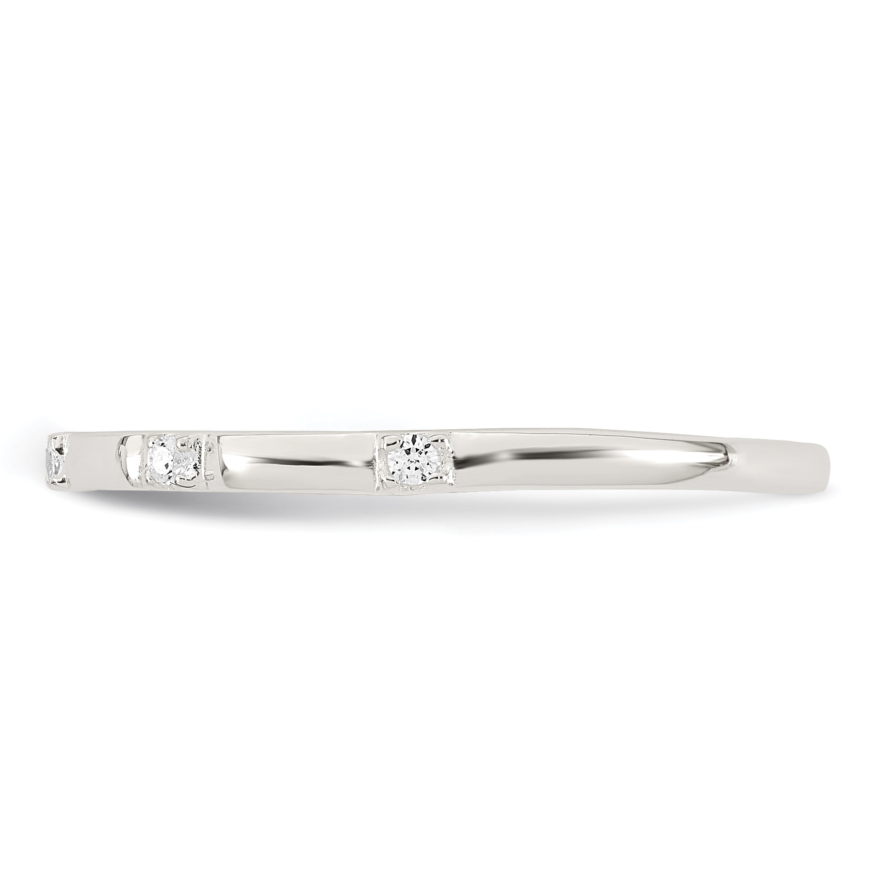 Sterling Silver Polished CZ 1.5mm Band Size 8 Ring