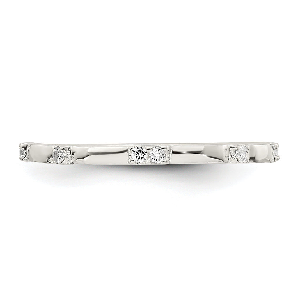 Sterling Silver Polished CZ 1.5mm Band Size 8 Ring
