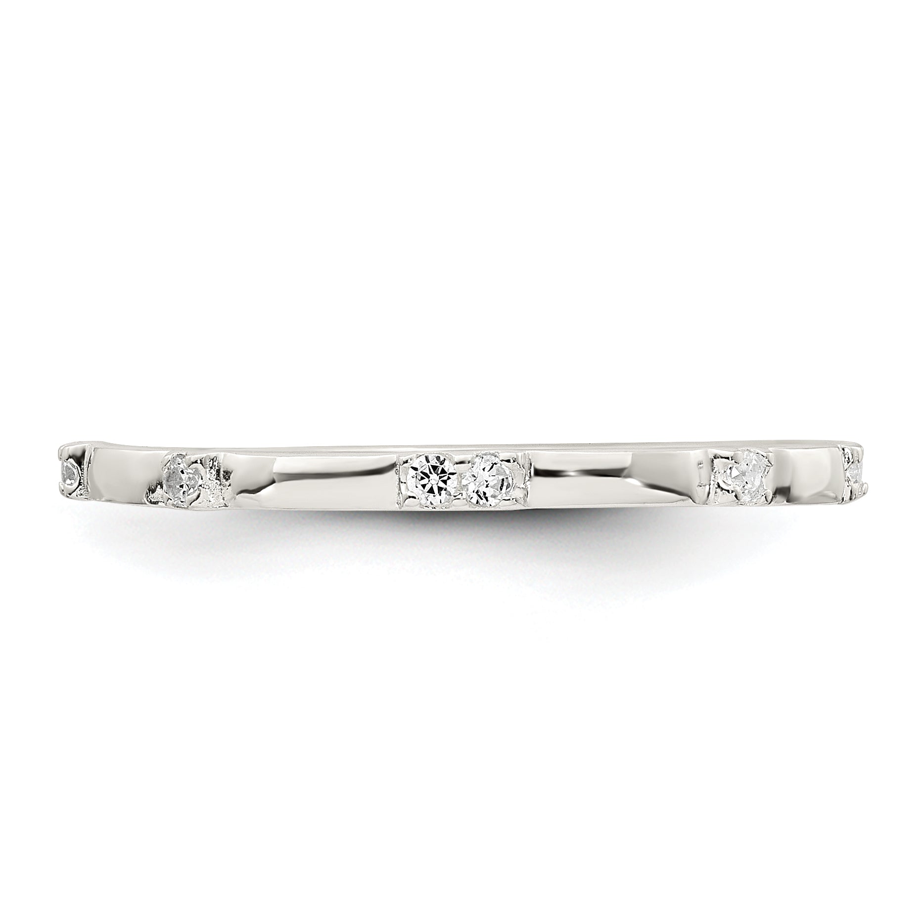 Sterling Silver Polished CZ 1.5mm Band Size 8 Ring