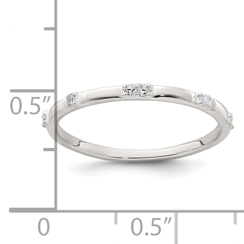 Sterling Silver Polished CZ 1.5mm Band Size 8 Ring