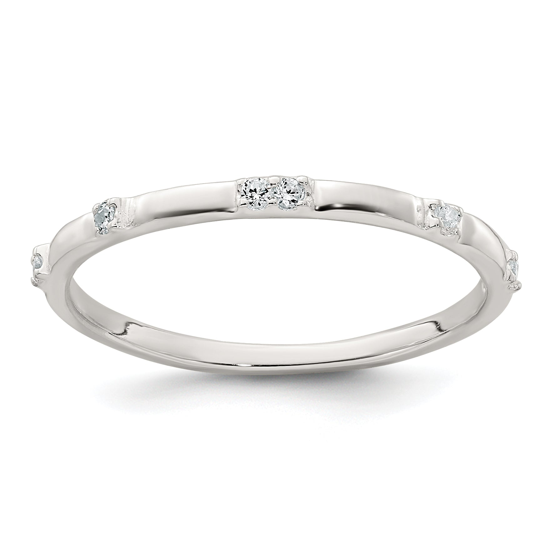 Sterling Silver Polished CZ 1.5mm Band Size 8 Ring Main image