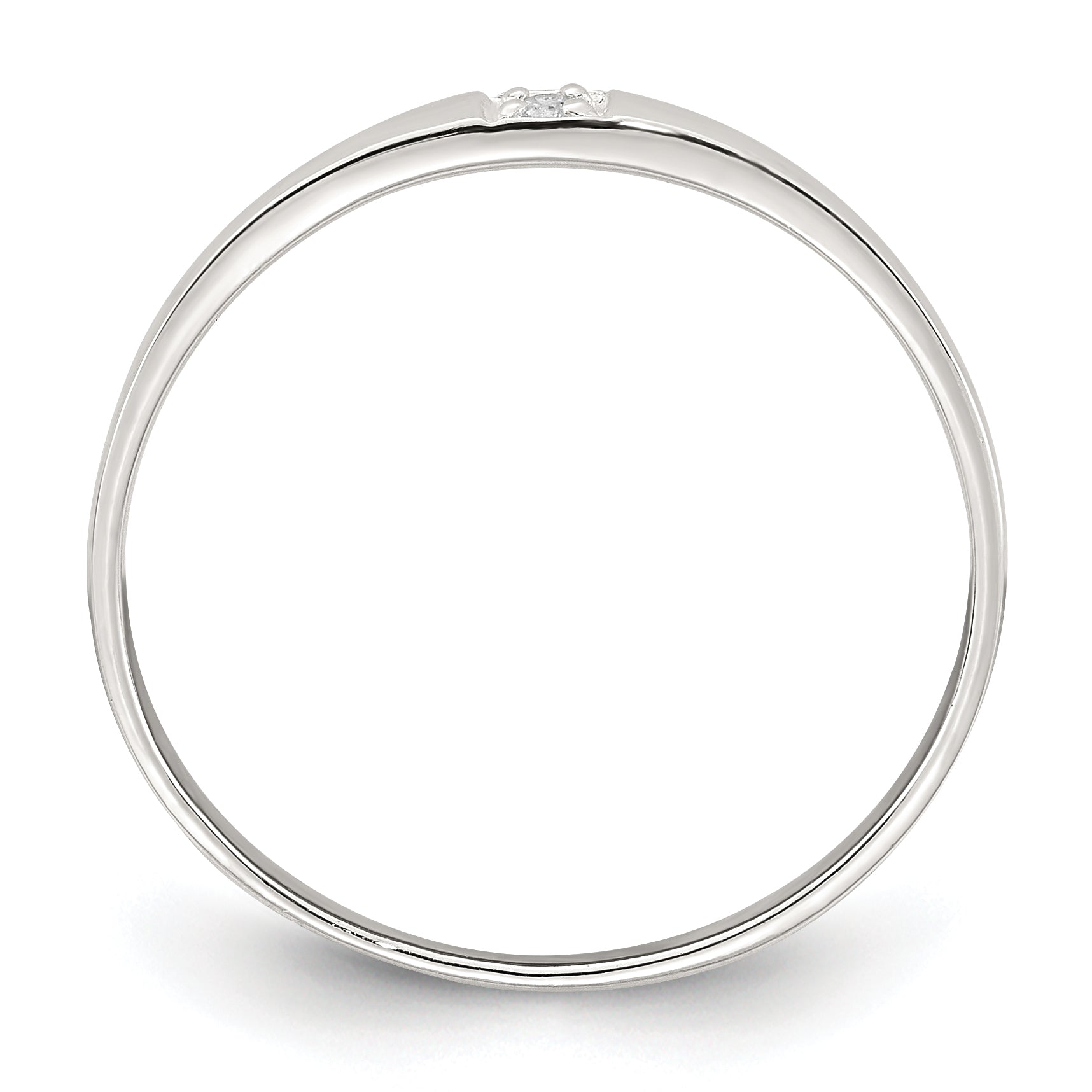 Sterling Silver Polished CZ 1.5mm Band Size 6 Ring Secondary image