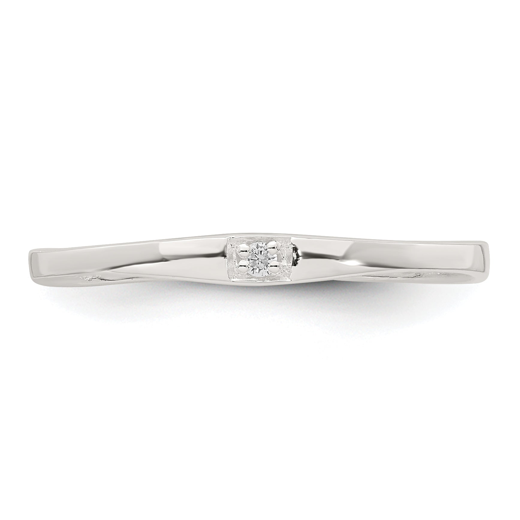 Sterling Silver Polished CZ 1.5mm Band Size 8 Ring