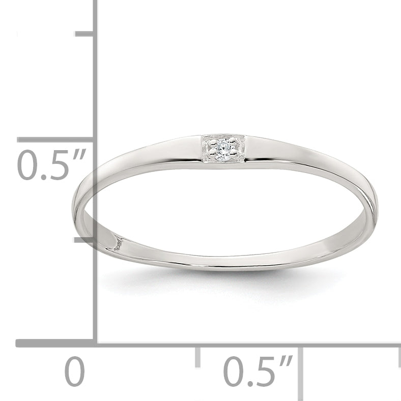 Sterling Silver Polished CZ 1.5mm Band Size 8 Ring