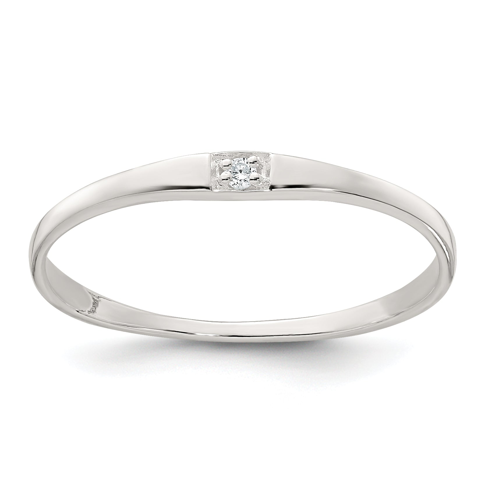 Sterling Silver Polished CZ 1.5mm Band Size 8 Ring Main image