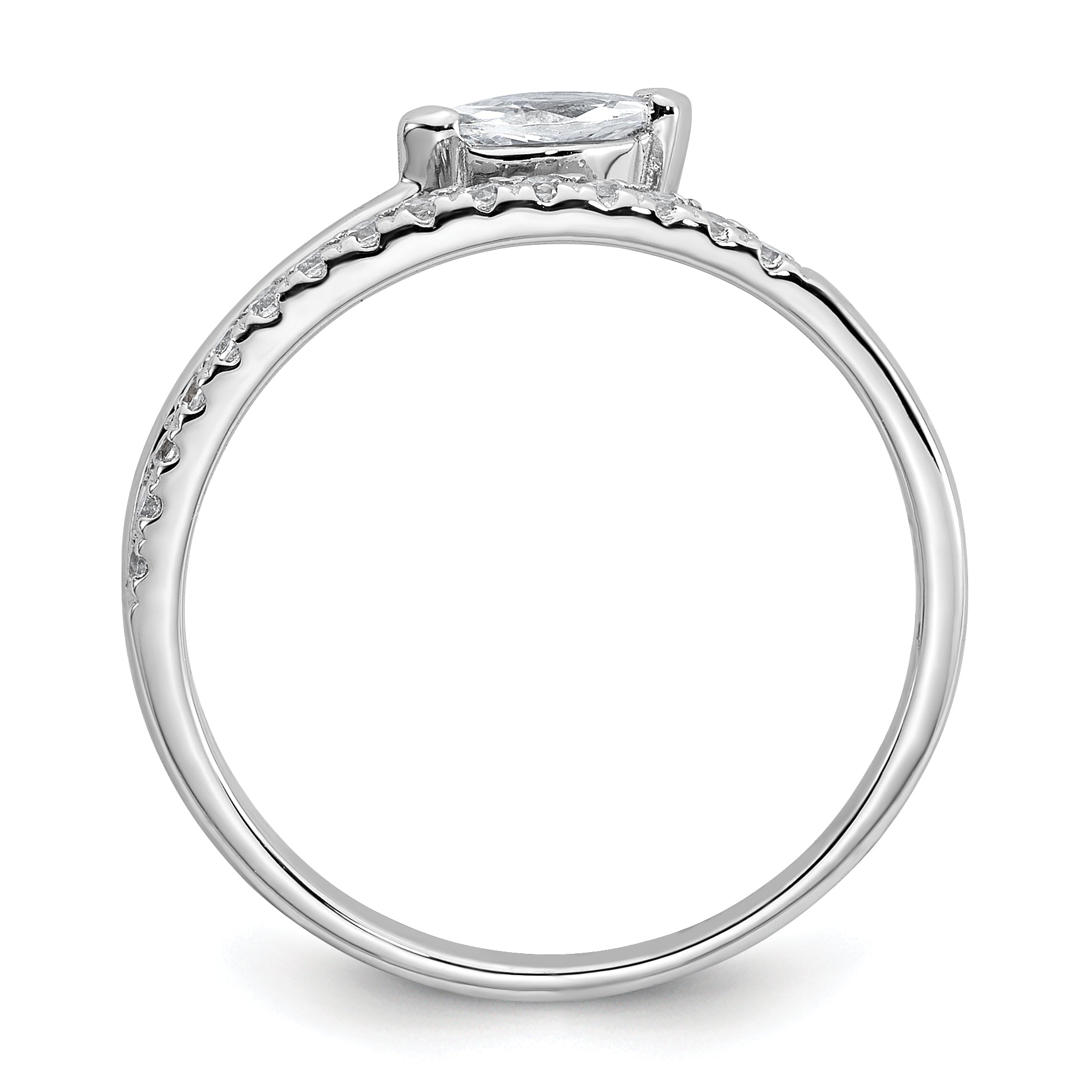 Sterling Silver Rhodium-plated Polished Fancy Marquise and Round CZ Size 8 Ring