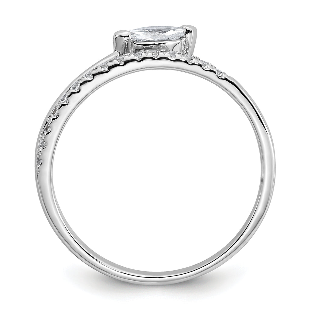 Sterling Silver Rhodium-plated Polished Fancy Marquise and Round CZ Size 8 Ring