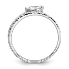 Sterling Silver Rhodium-plated Polished Fancy Marquise and Round CZ Size 8 Ring