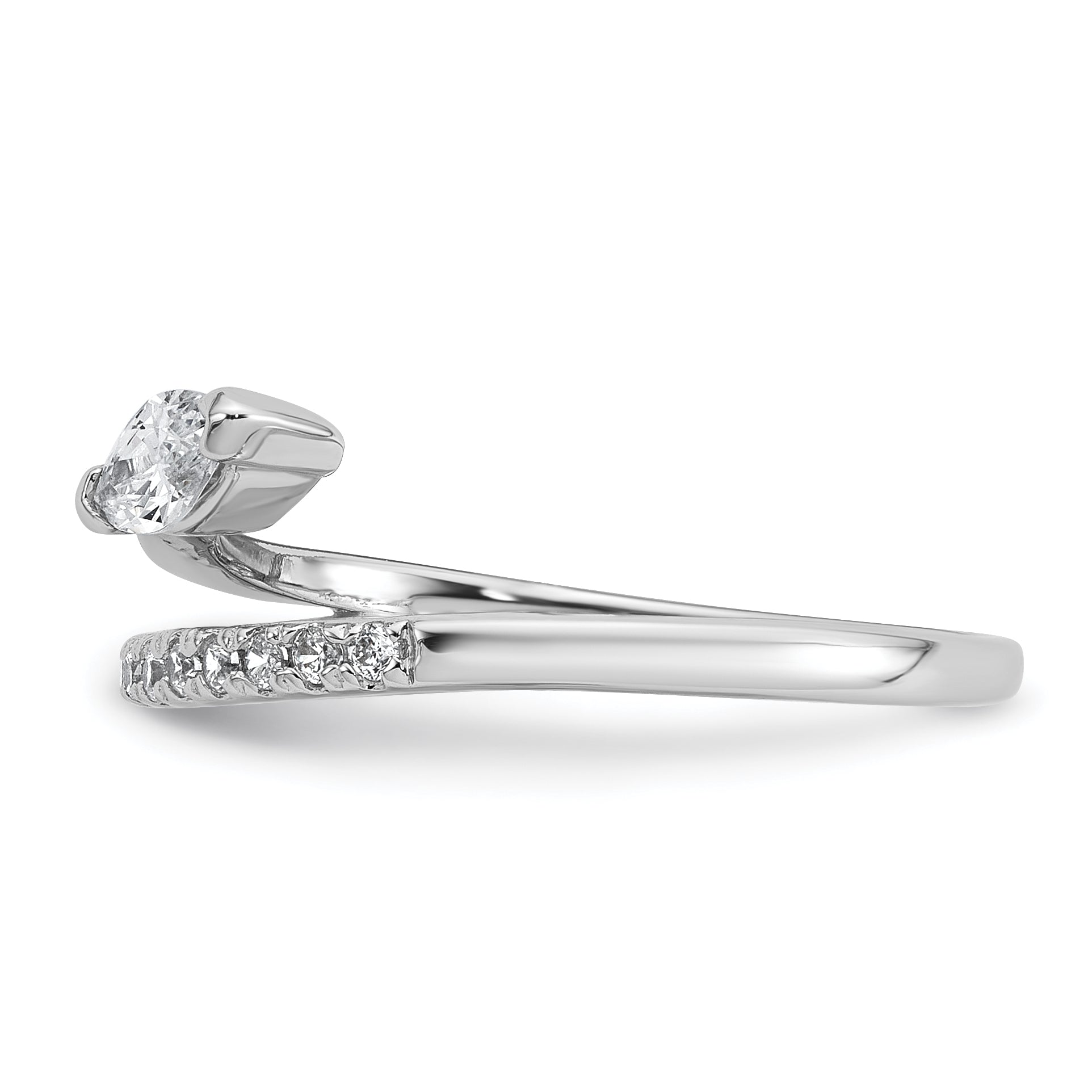 Sterling Silver Rhodium-plated Polished Fancy Marquise and Round CZ Size 8 Ring