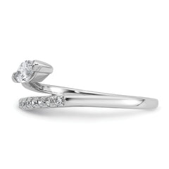 Sterling Silver Rhodium-plated Polished Fancy Marquise and Round CZ Size 8 Ring