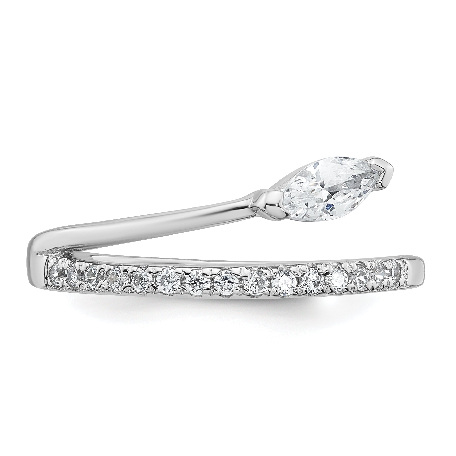 Sterling Silver Rhodium-plated Polished Fancy Marquise and Round CZ Size 8 Ring