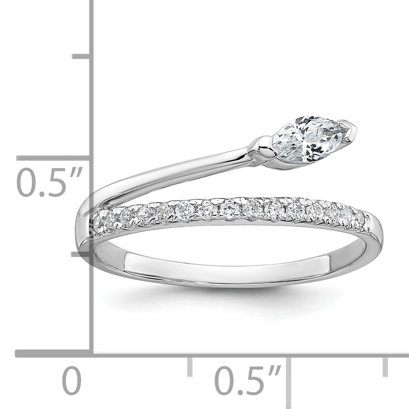 Sterling Silver Rhodium-plated Polished Fancy Marquise and Round CZ Size 8 Ring