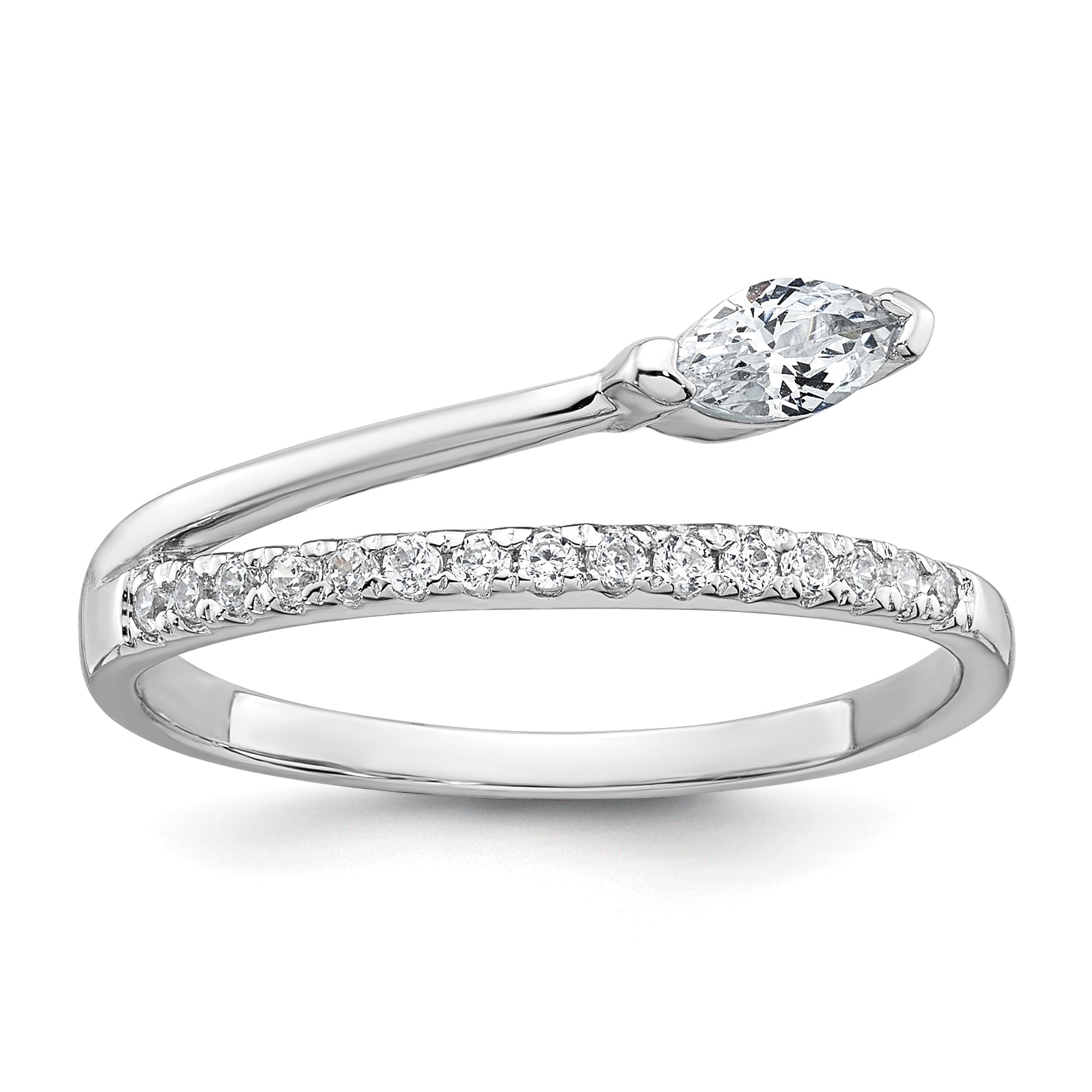 Sterling Silver Rhodium-plated Polished Fancy Marquise and Round CZ Size 8 Ring