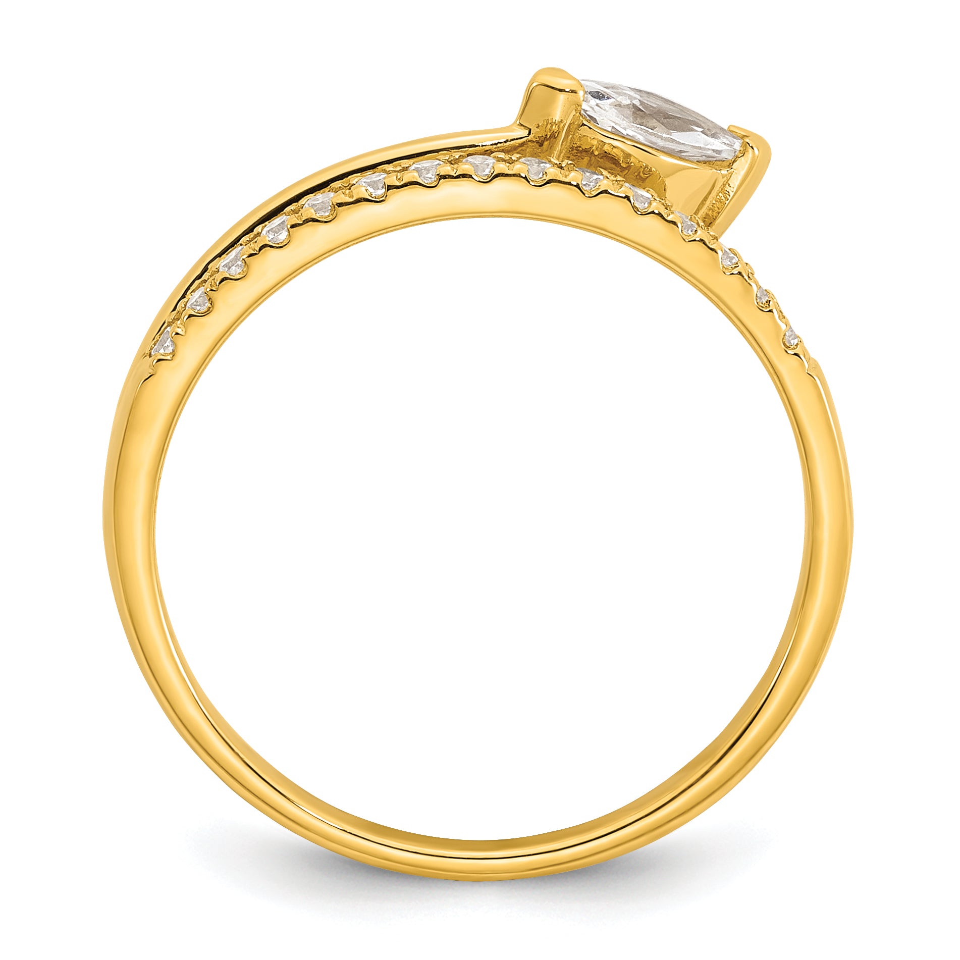 Sterling Silver Gold-plated Polished Fancy Marquise and Round CZ Size 6 Ring Secondary image