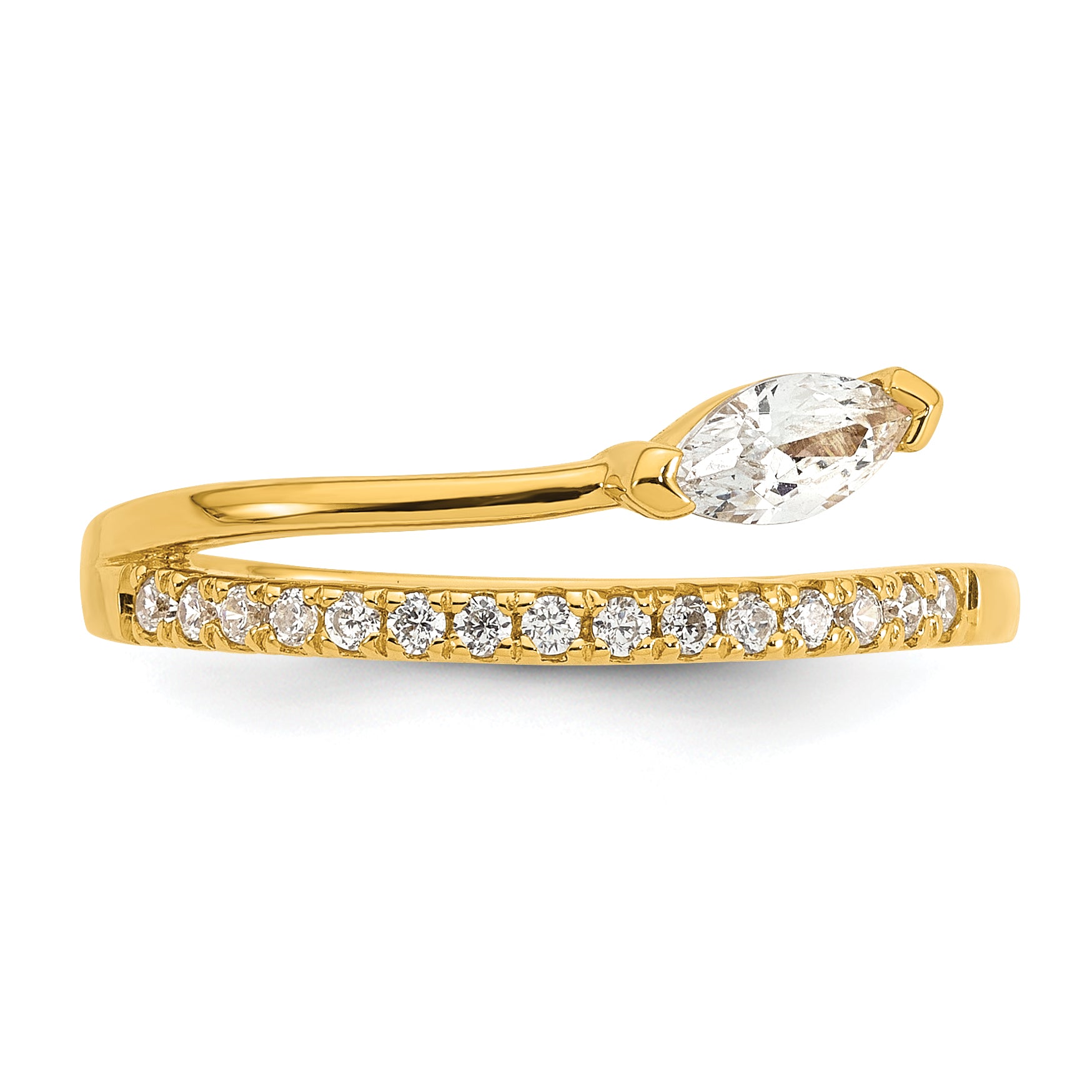 Sterling Silver Gold-plated Polished Fancy Marquise and Round CZ Size 8 Ring
