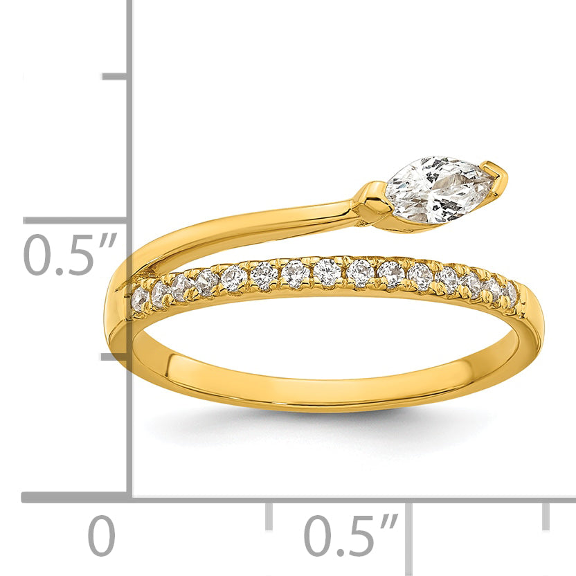 Sterling Silver Gold-plated Polished Fancy Marquise and Round CZ Size 8 Ring