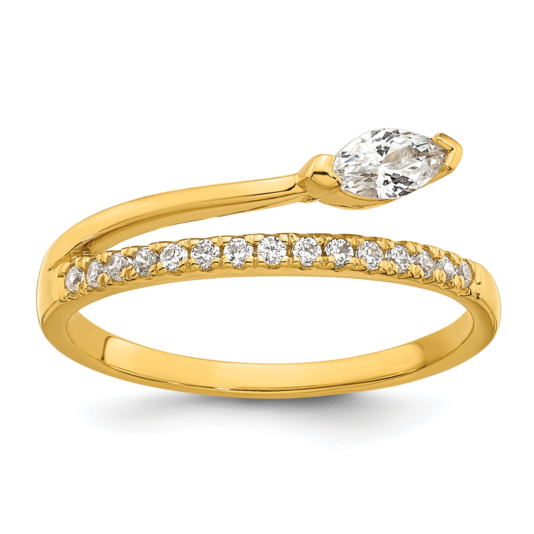 Sterling Silver Gold-plated Polished Fancy Marquise and Round CZ Size 8 Ring Main image