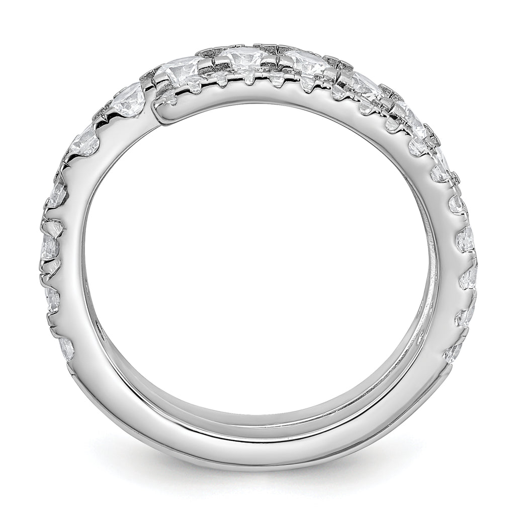 Sterling Silver Rhodium-plated Polished CZ Wrapped Band Size 8 Ring