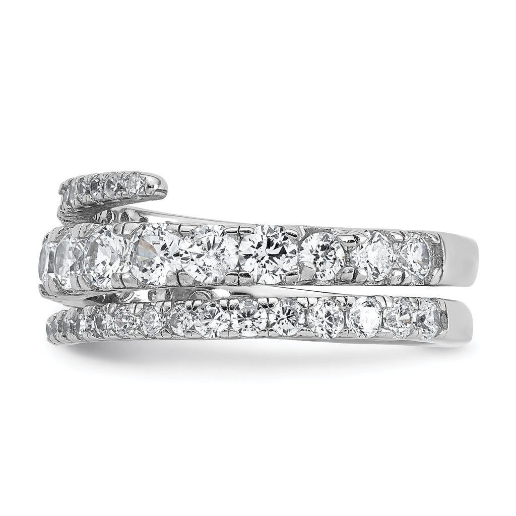 Sterling Silver Rhodium-plated Polished CZ Wrapped Band Size 8 Ring