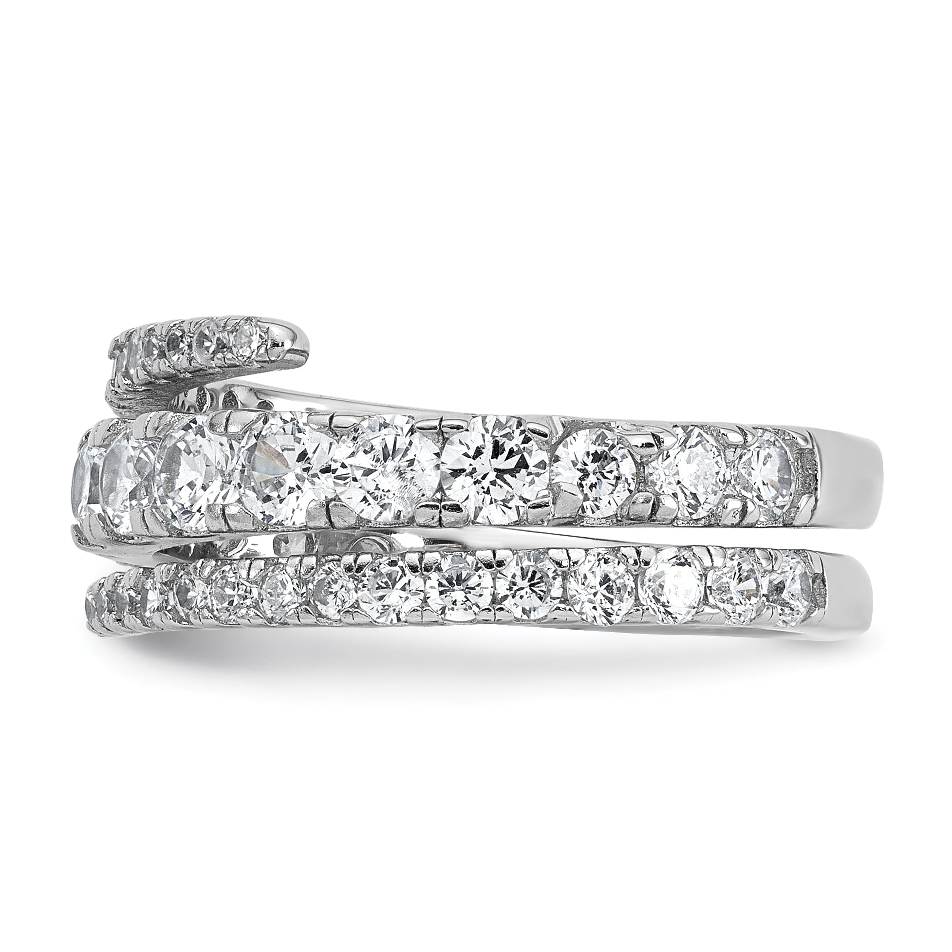 Sterling Silver Rhodium-plated Polished CZ Wrapped Band Size 8 Ring