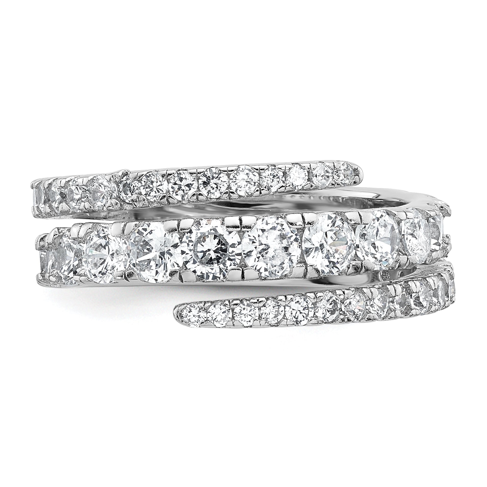 Sterling Silver Rhodium-plated Polished CZ Wrapped Band Size 8 Ring