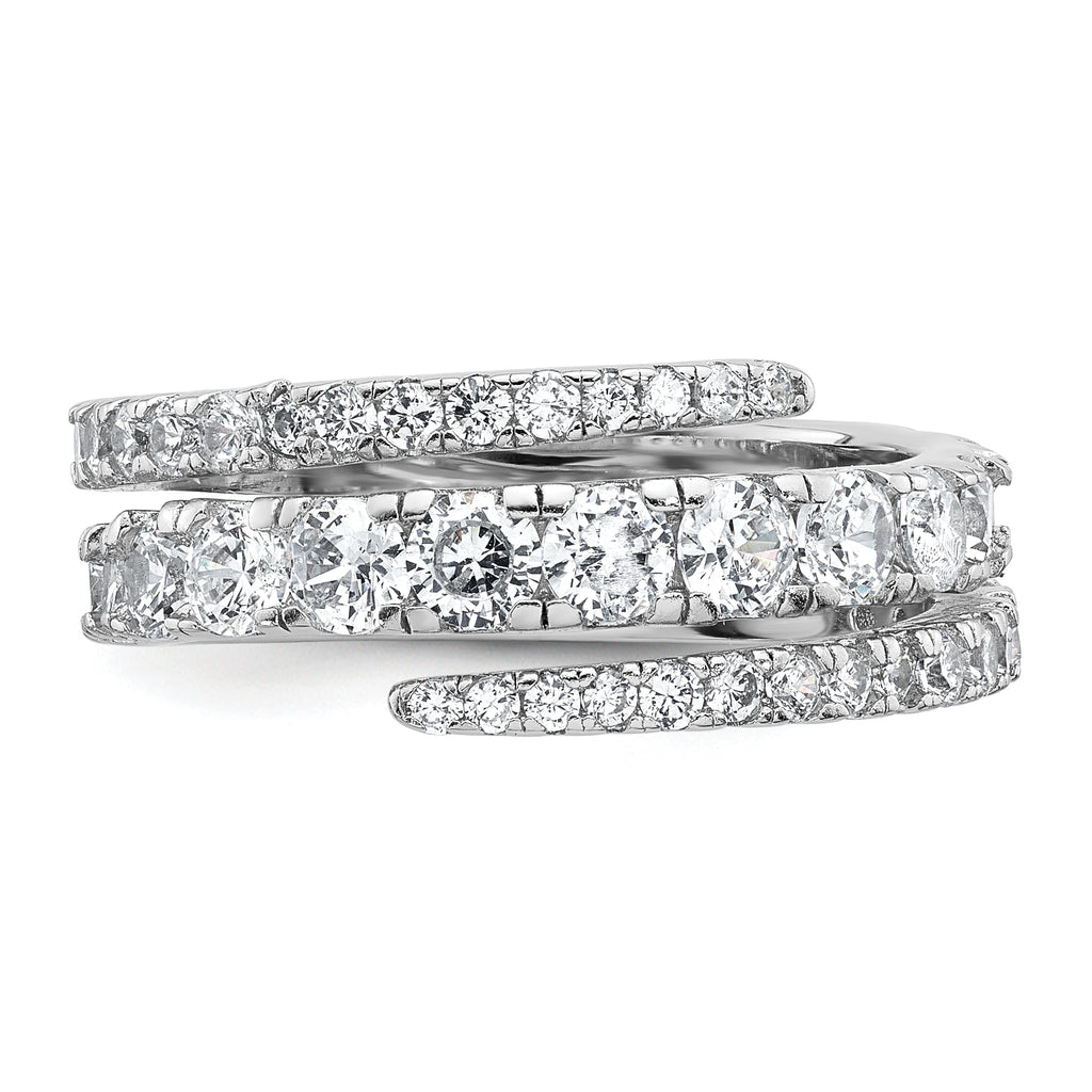 Sterling Silver Rhodium-plated Polished CZ Wrapped Band Size 8 Ring