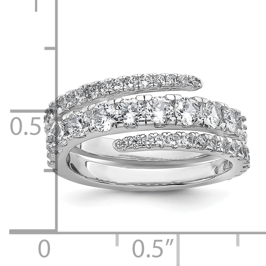 Sterling Silver Rhodium-plated Polished CZ Wrapped Band Size 8 Ring