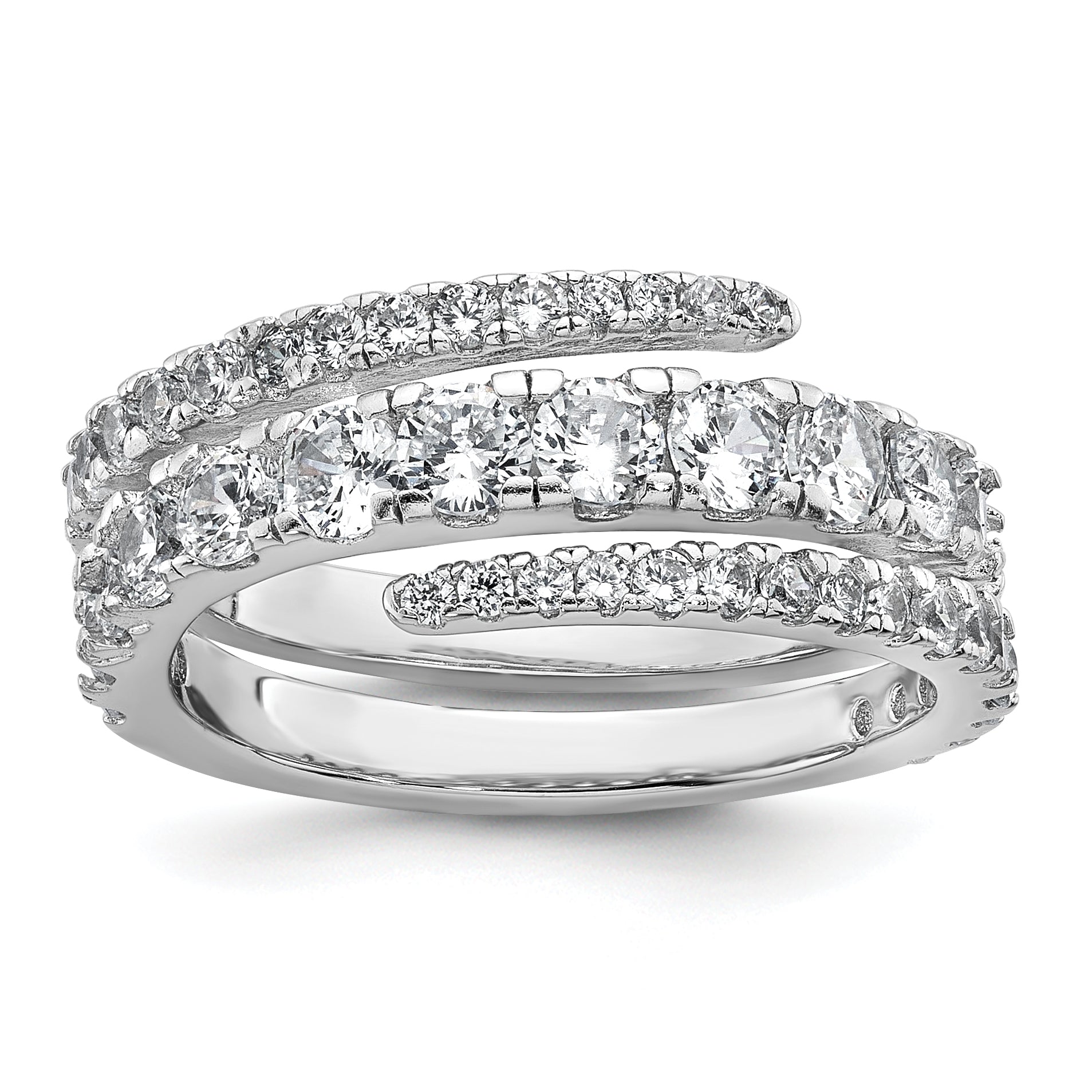 Sterling Silver Rhodium-plated Polished CZ Wrapped Band Size 8 Ring Main image