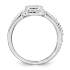 Sterling Silver Rhodium-plated Polished Pear Shape White CZ Ring with 2 Fitted CZ Bands Size 8 Three Ring Set
