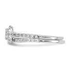 Sterling Silver Rhodium-plated Polished CZ 3-Stone Halo Size 8 Engagement Ring and Wedding Band Set