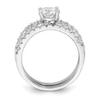 Sterling Silver Rhodium-plated Polished CZ Solitaire Size 8 Engagement Ring and Wedding Band Set