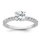 Sterling Silver Rhodium-plated Polished CZ Solitaire Size 8 Engagement Ring and Wedding Band Set