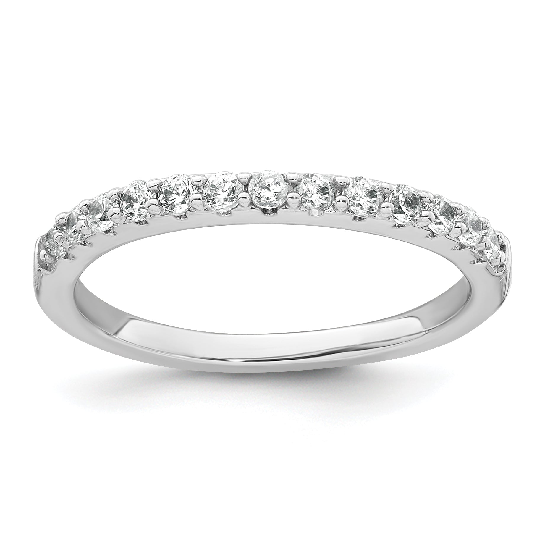 Sterling Silver Rhodium-plated Polished CZ Solitaire Size 8 Engagement Ring and Wedding Band Set