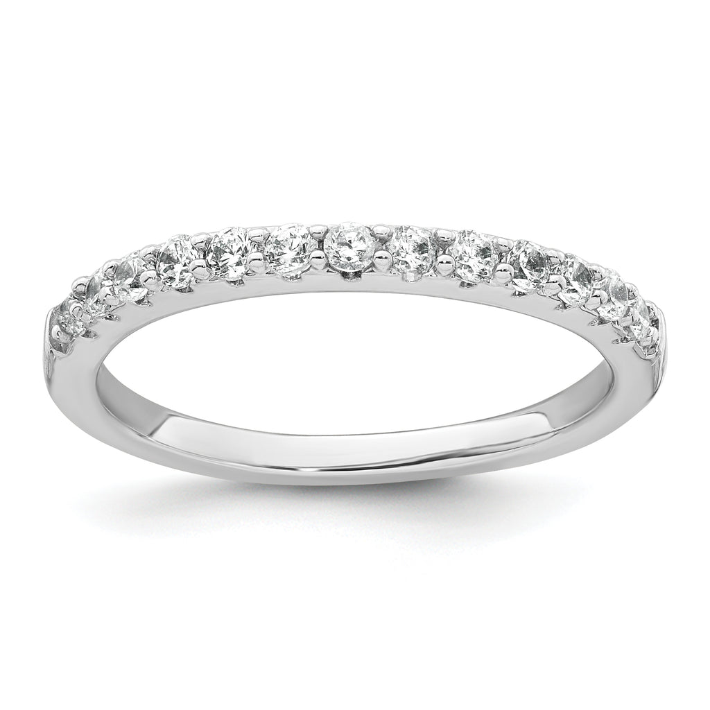 Sterling Silver Rhodium-plated Polished CZ Solitaire Size 8 Engagement Ring and Wedding Band Set