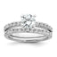 Sterling Silver Rhodium-plated Polished CZ Solitaire Size 8 Engagement Ring and Wedding Band Set
