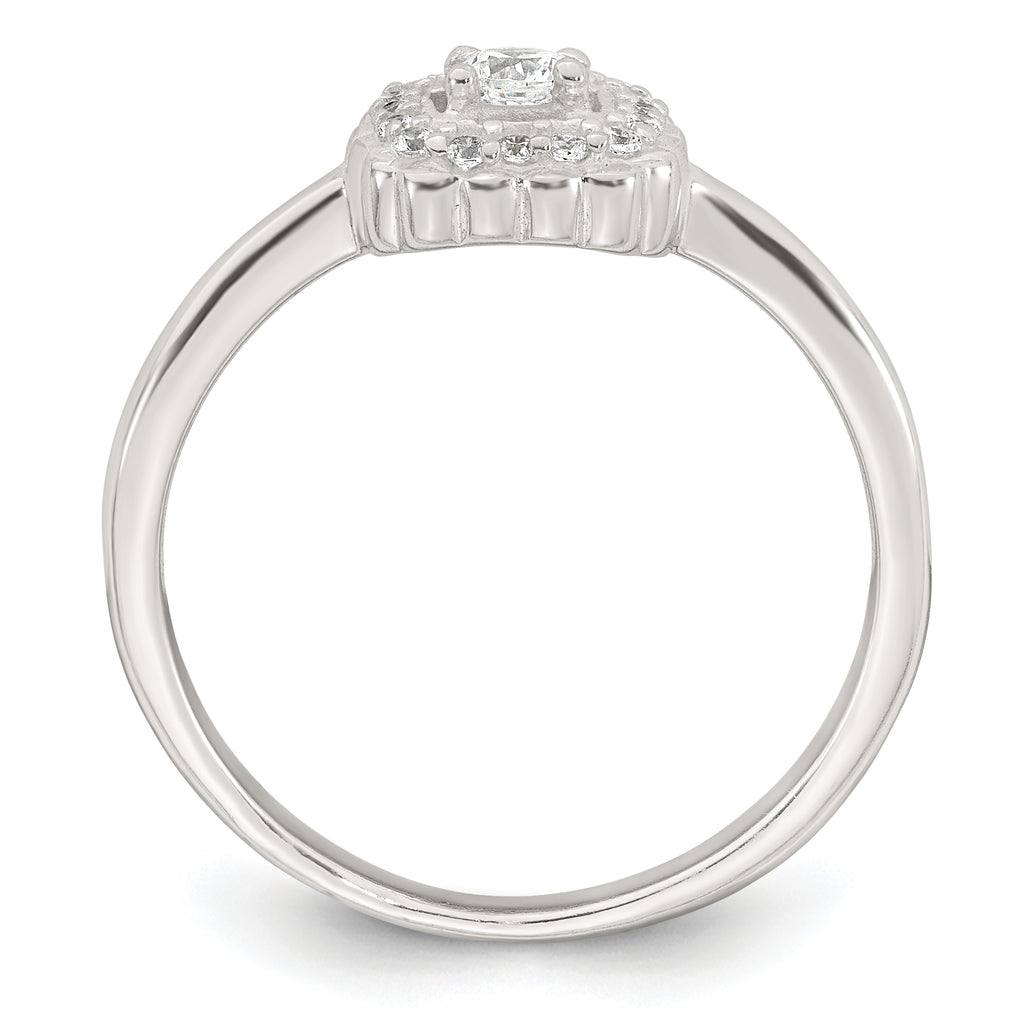 Sterling Silver Polished Round White CZ Cushion Halo Size 8 Ring