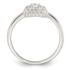 Sterling Silver Polished Round White CZ Cushion Halo Size 8 Ring