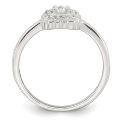 Sterling Silver Polished Round White CZ Cushion Halo Size 8 Ring