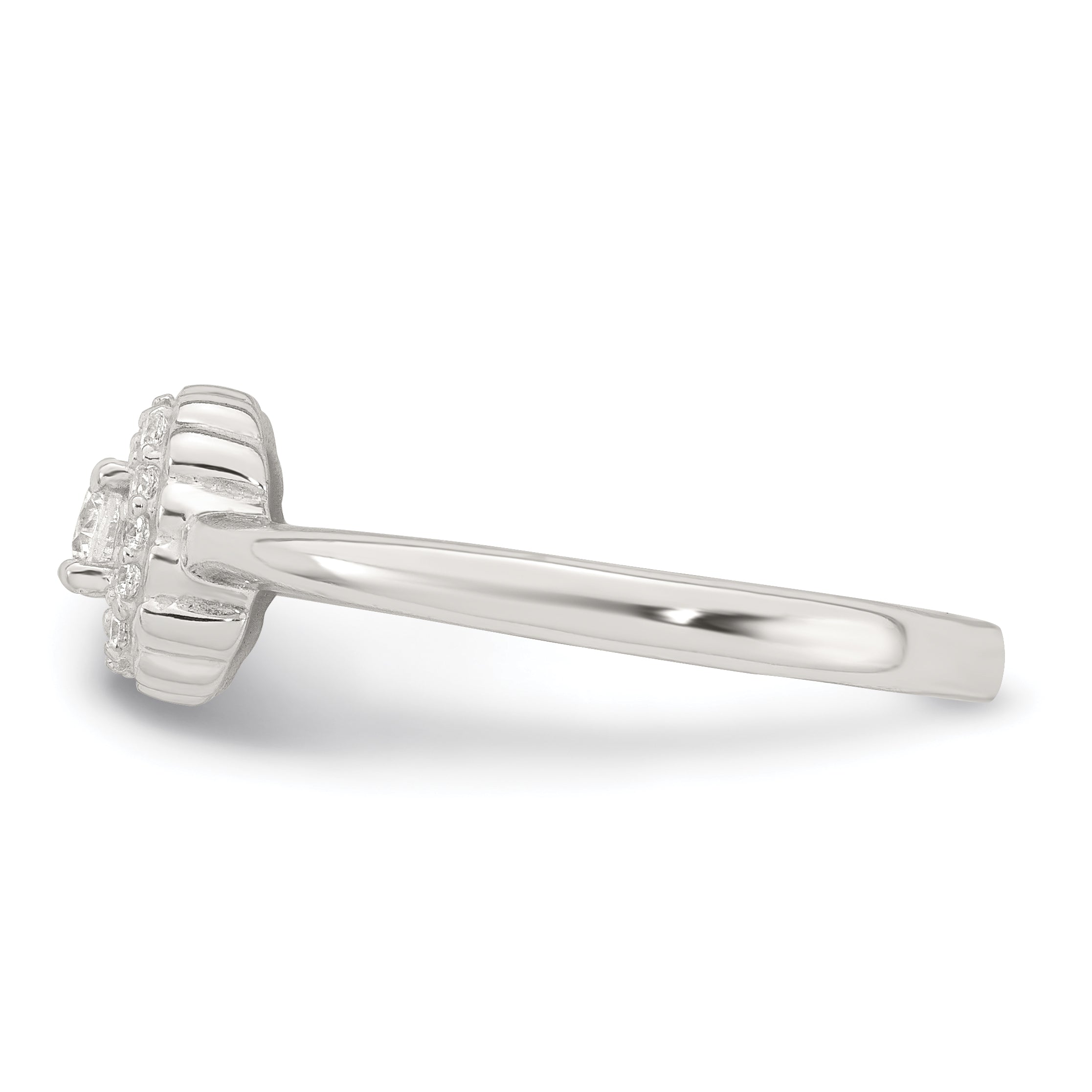 Sterling Silver Polished Round White CZ Cushion Halo Size 8 Ring