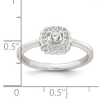 Sterling Silver Polished Round White CZ Cushion Halo Size 8 Ring