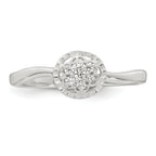 Sterling Silver Polished and Grooved White CZ Flower with Wavy Shank Size 8 Ring
