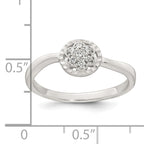 Sterling Silver Polished and Grooved White CZ Flower with Wavy Shank Size 8 Ring