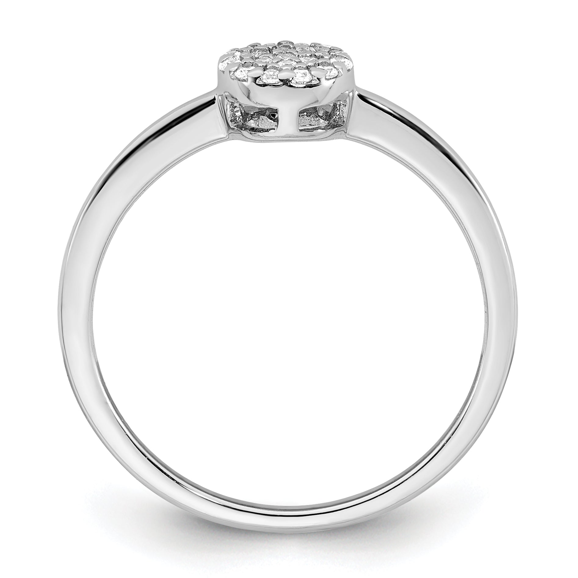 Sterling Silver Rhodium-plated Polished Pave CZ Circle Size 8 Ring